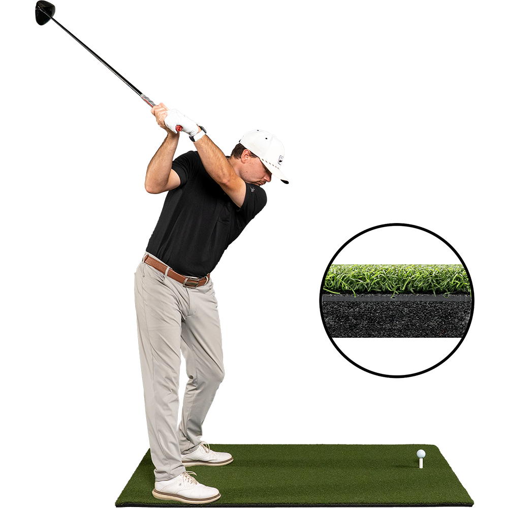 3 x 5 Fairway golf mat with shock-absorbent foam for chipping drills at home