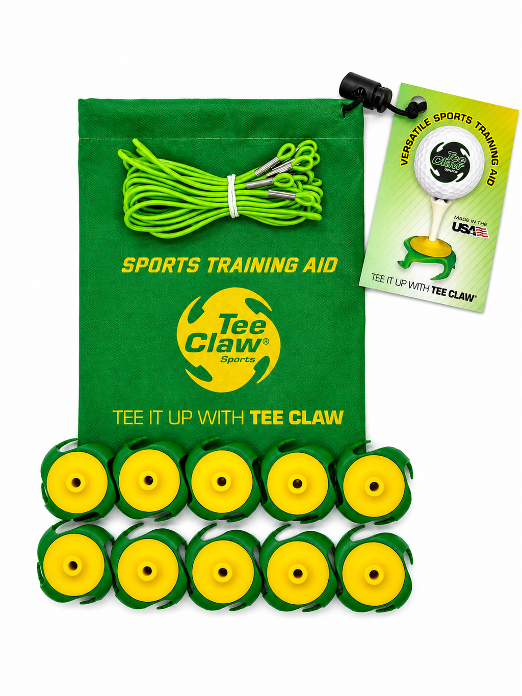 Tee Claw (10) Pack: Green-Yellow