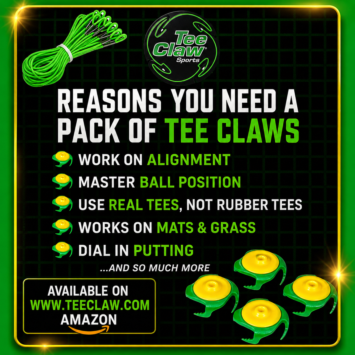 Tee Claw (10) Pack: Black-Yellow