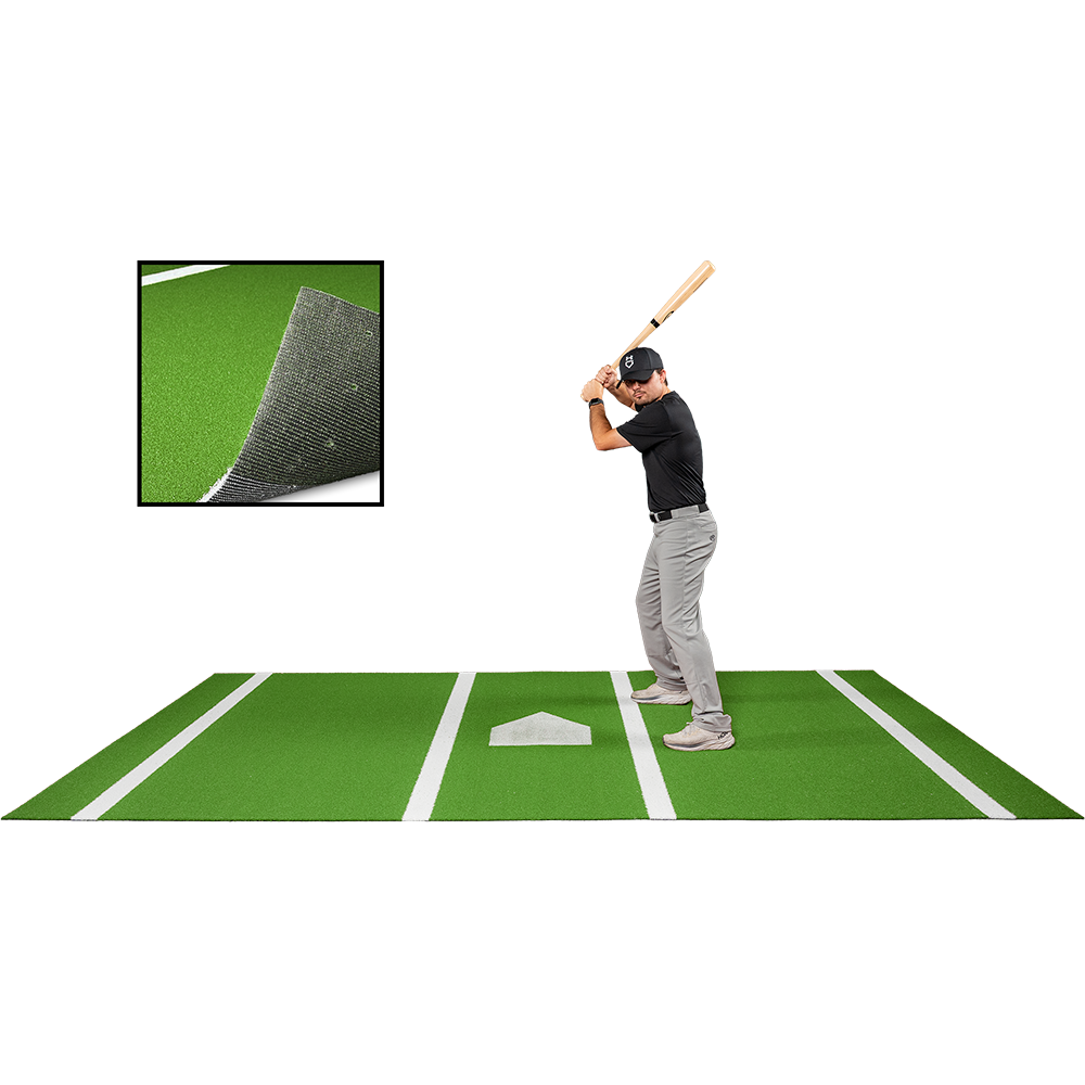 6 × 12 Proball Baseball Hitting Mat - Green Nylon, Painted Plate, Urethane-Coated Backing
