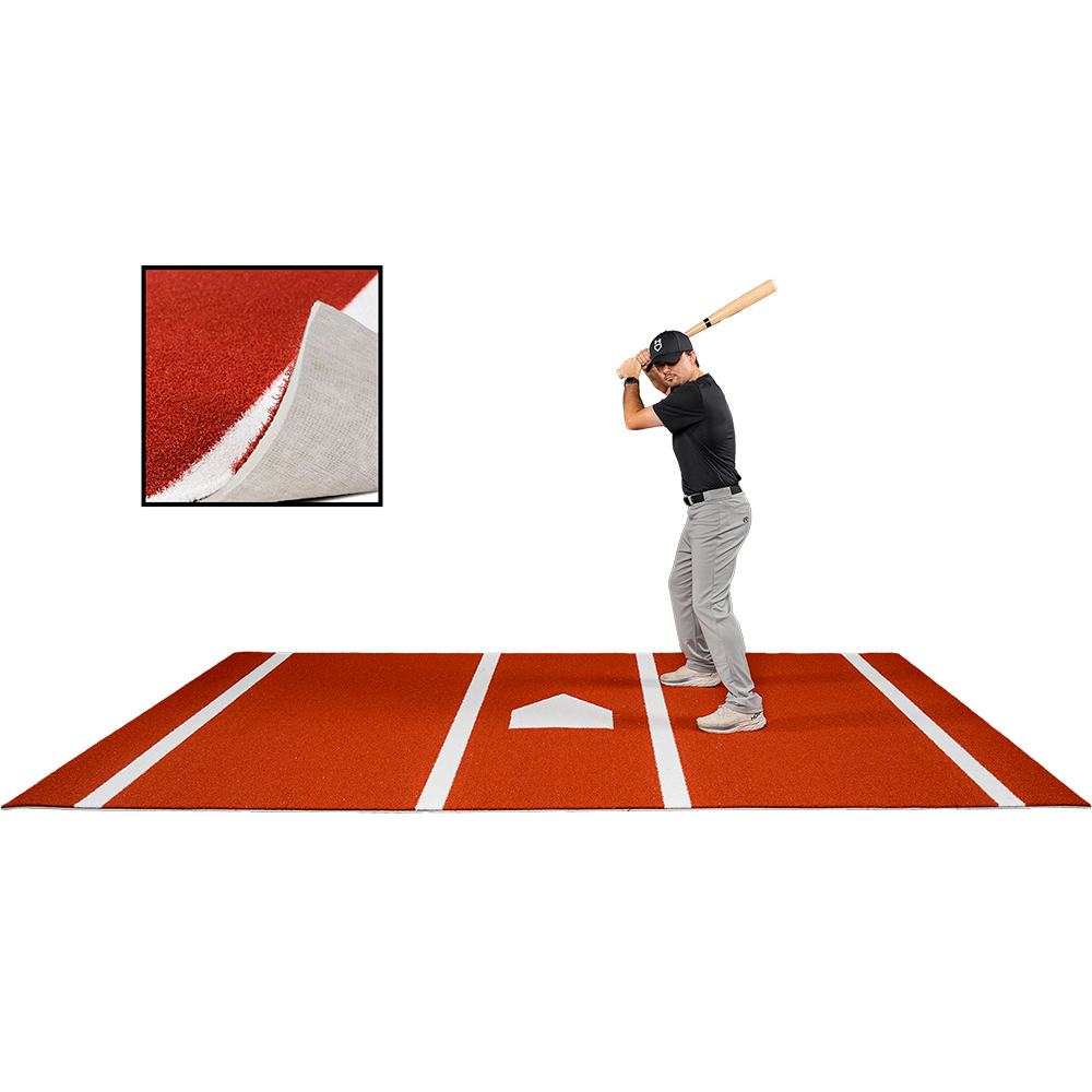 6 × 12 Proball Baseball Hitting Mat - Clay Poly, Inlaid Plate, Flexible 5mm Foam