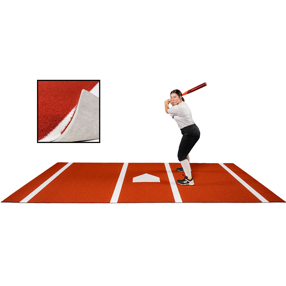6 × 12 Proball Softball Hitting Mat - Clay Poly, Inlaid Plate, Flexible 5mm Foam