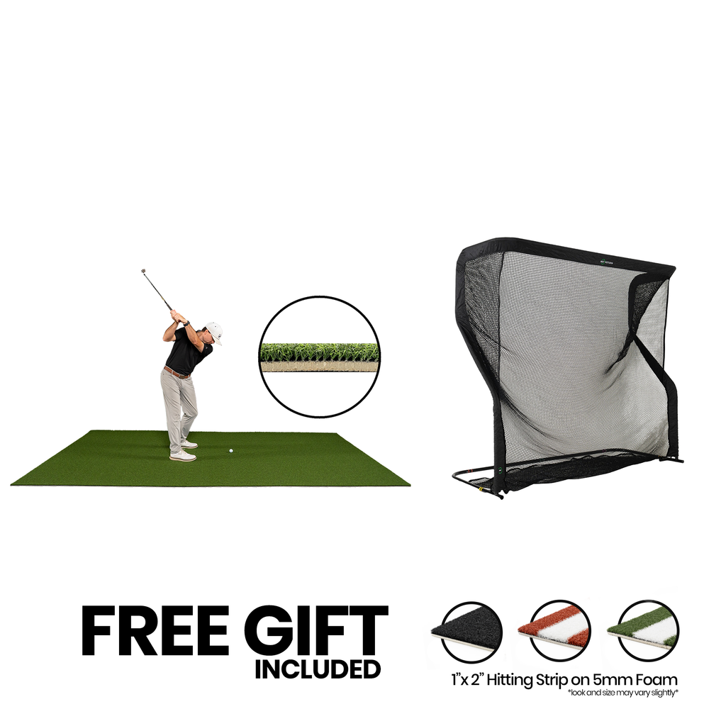 6x12 Fairway golf mat with 5mm foam and The Net Return Pro golf net bundle