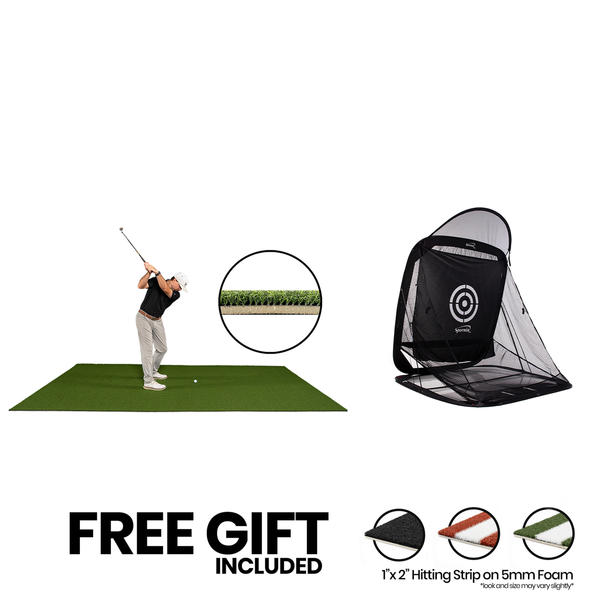 6x12 Fairway golf mat with 5mm foam and SPG-7 pop-up golf net bundle