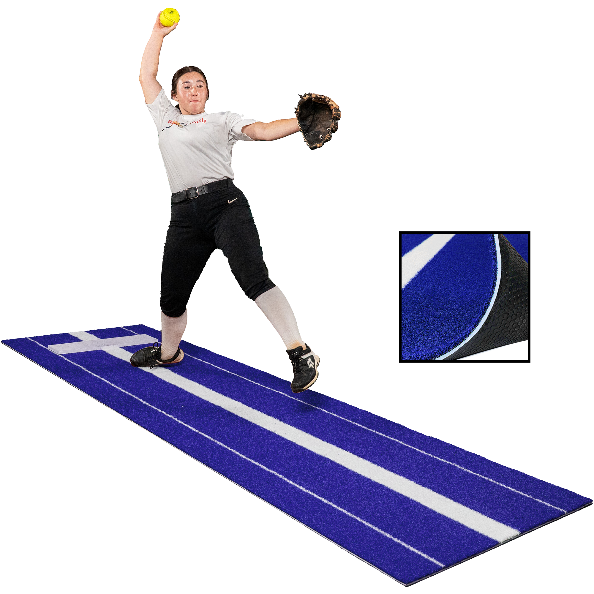 3 × 10 Elite Softball Pitching Mat - Blue
