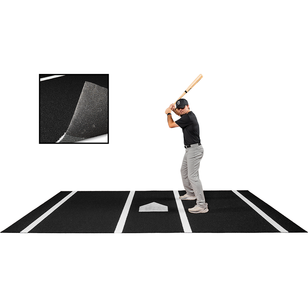 6 × 12 Proball Baseball Hitting Mat - Black Nylon, Painted Plate, Urethane-Coated Backing