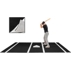 6 × 12 Proball Baseball Hitting Mat - Black Nylon, Inlaid Plate, Flexible 5mm Foam
