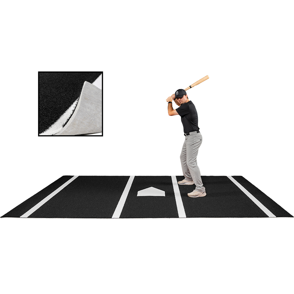 6 × 12 Proball Baseball Hitting Mat - Black Nylon, Inlaid Plate, Flexible 5mm Foam