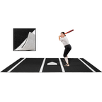 6 × 12 Proball Softball Hitting Mat - Black Nylon, Inlaid Plate, Flexible 5mm Foam