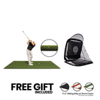 5x10 Super Tee golf mat with urethane-coated backing and SPG-7 pop-up golf net bundle