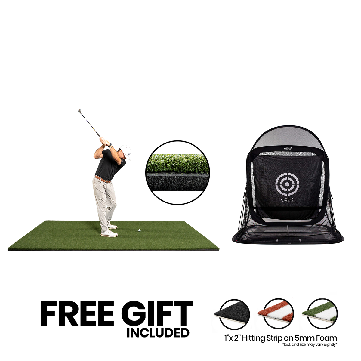 5x10 Super Tee golf mat with shock-absorbent foam and SPG-5 pop-up golf net bundle