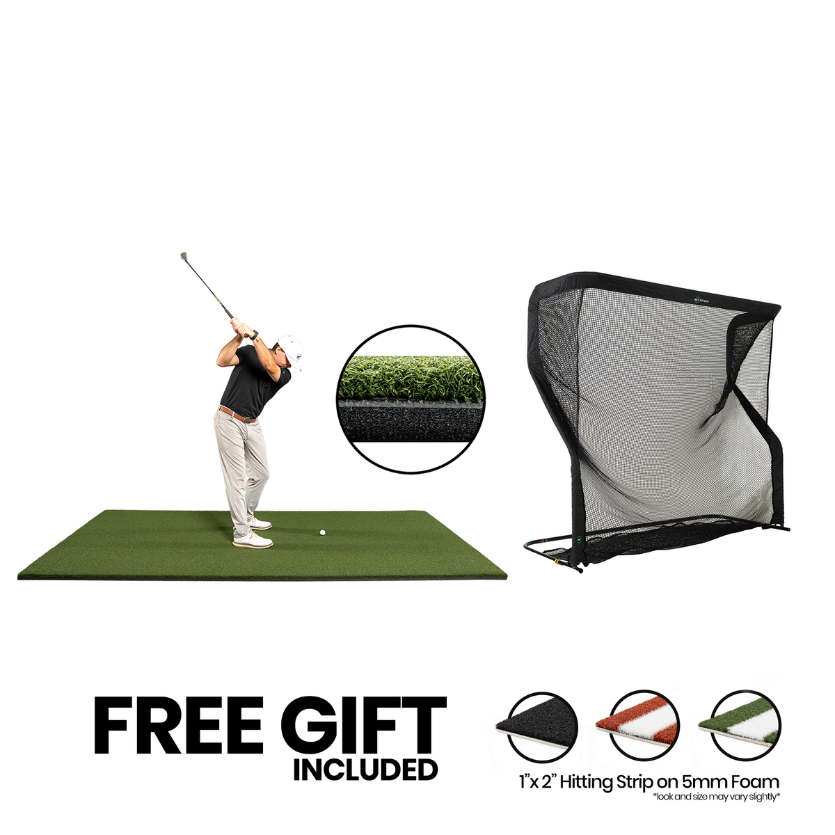 5x10 Super Tee golf mat with shock-absorbent foam and The Net Return Pro golf net bundle