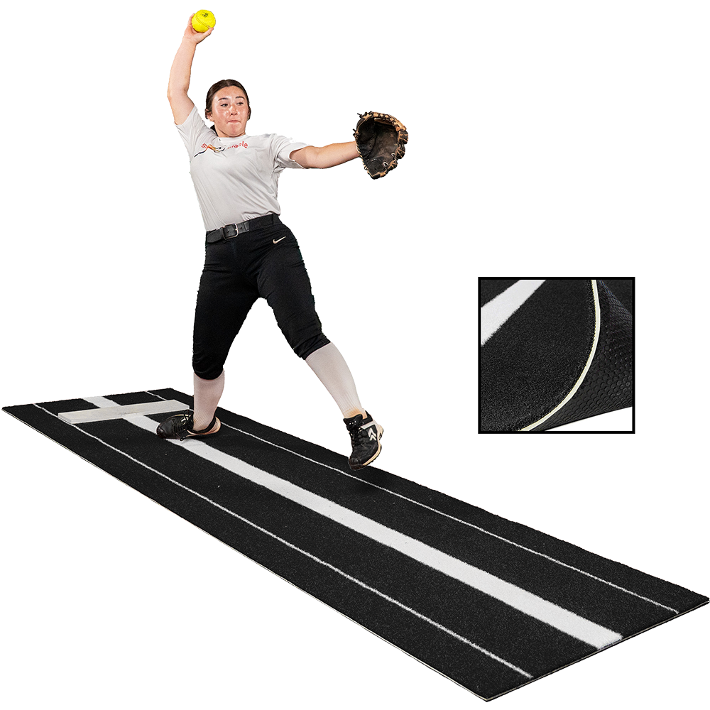 3 × 10 Elite Softball Pitching Mat - Black