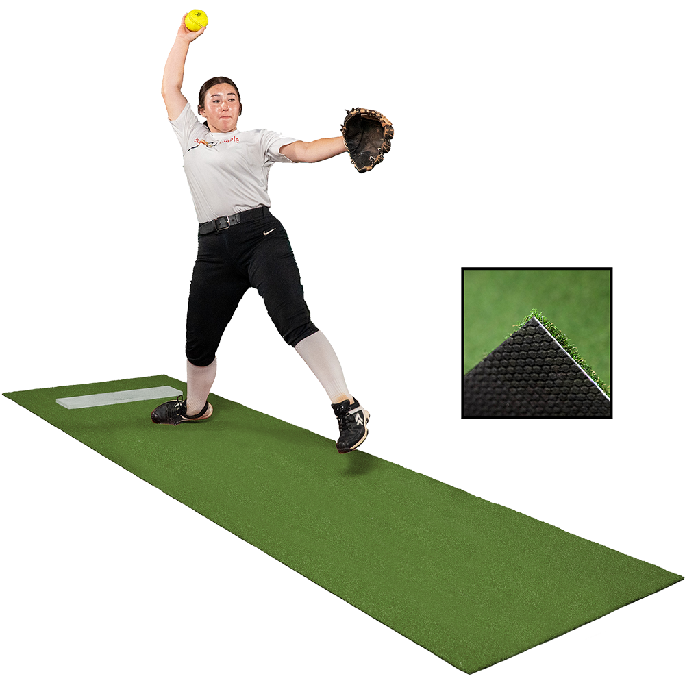 3 × 10 Customizable Softball Pitching Mat - Green