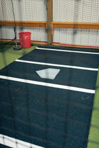 6 × 12 Proball Softball Hitting Mat - Black Nylon, Painted Plate, Urethane-Coated Backing