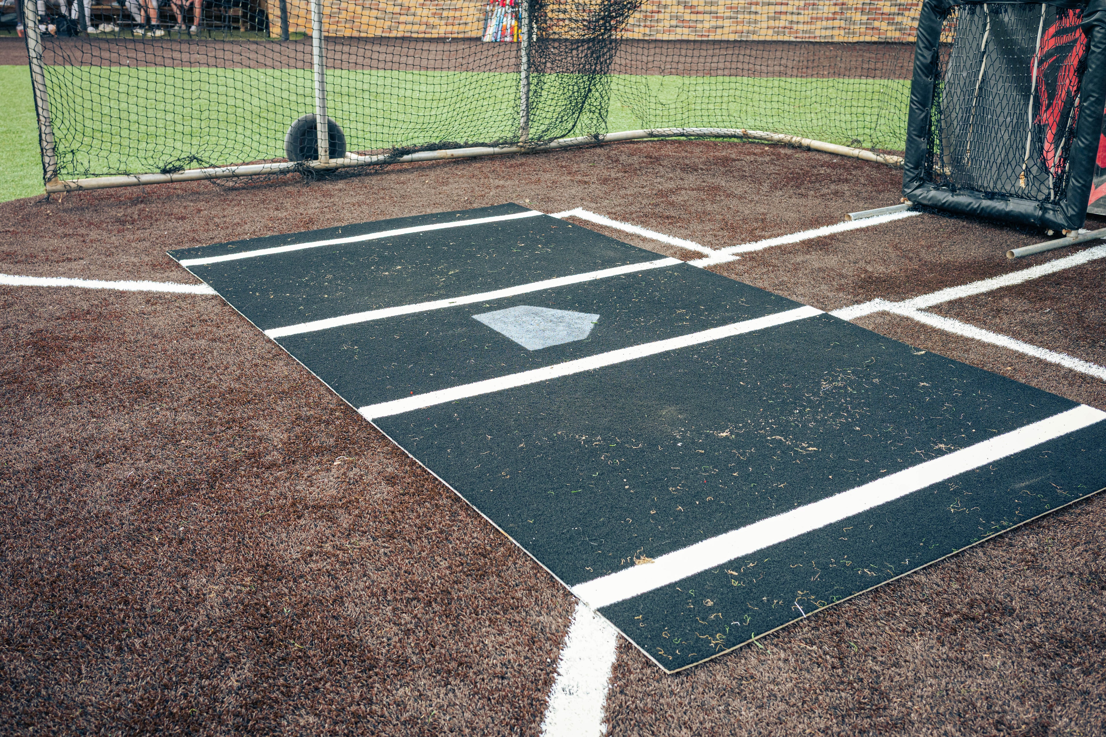6 × 12 Proball Baseball Hitting Mat - Black Nylon, Inlaid Plate, Flexible 5mm Foam