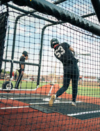 6 × 12 Proball Softball Hitting Mat - Black Nylon, Inlaid Plate, Flexible 5mm Foam