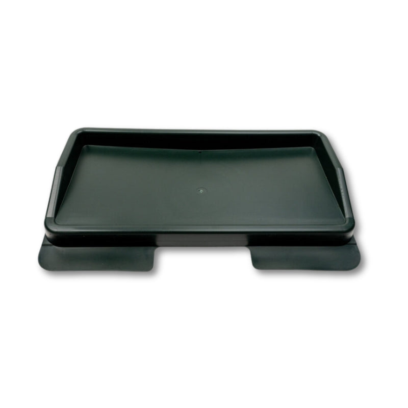 Black plastic golf ball tray for practice mats