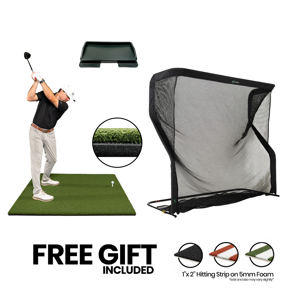 5x5 Super Tee Golf Mat with Shock-Absorbent Foam: Gold Tier Bundle
