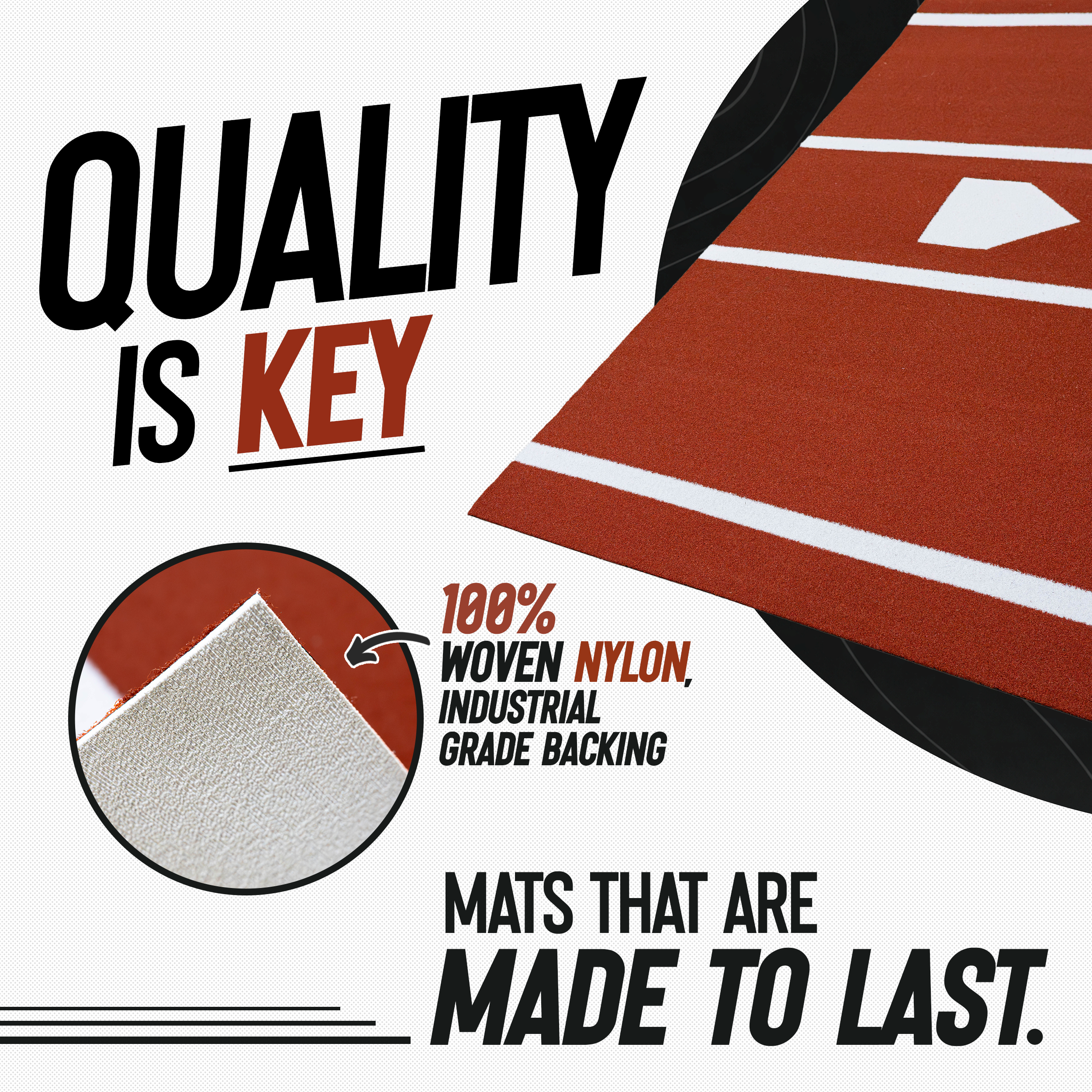 6 × 12 Proball Baseball Hitting Mat - Clay Nylon, Inlaid Plate, Flexible 5mm Foam