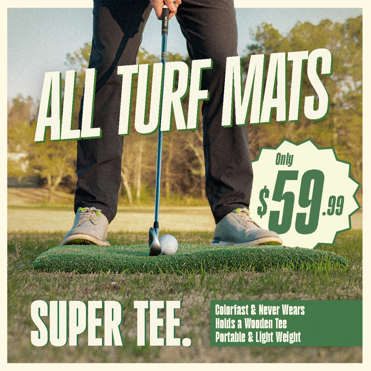 2 x 3 Super Tee Golf Mat with Urethane-Coated Backing